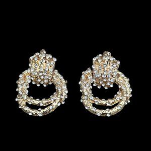 SOHI Macy's Women's Gold Twisted Metallic Drop Crystal Earrings